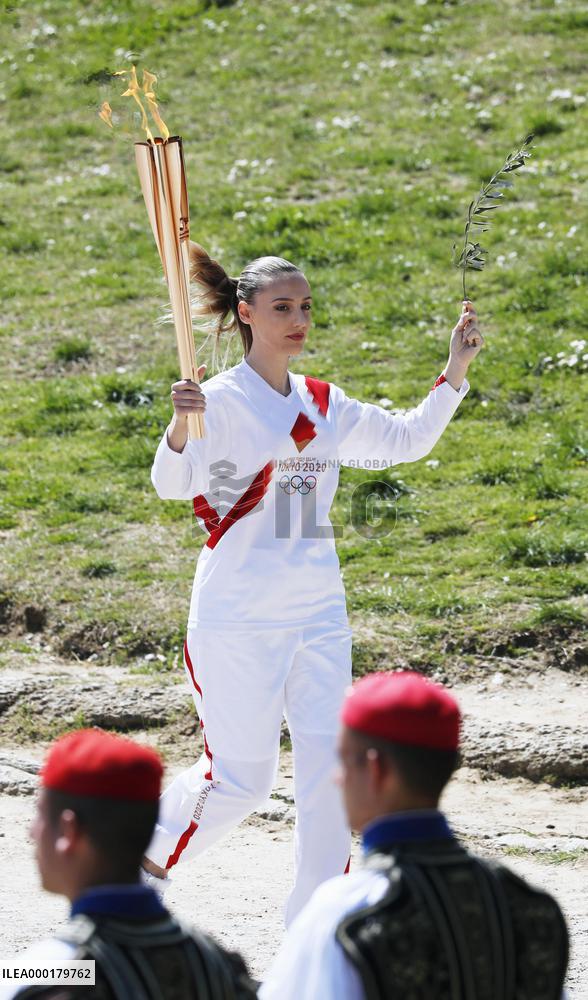 Olympic flame lighting in Olympia