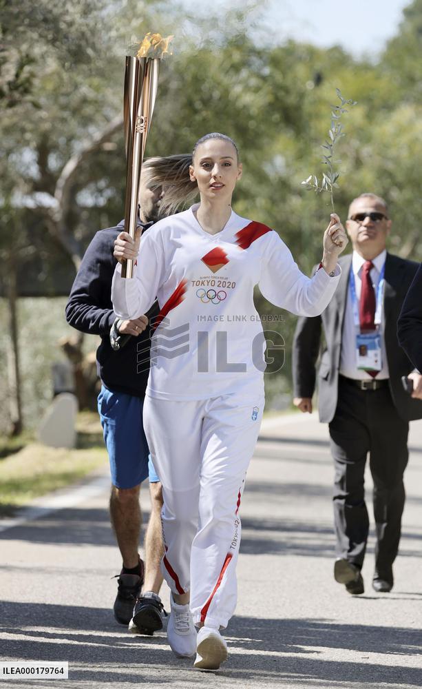 Olympic flame lighting in Olympia