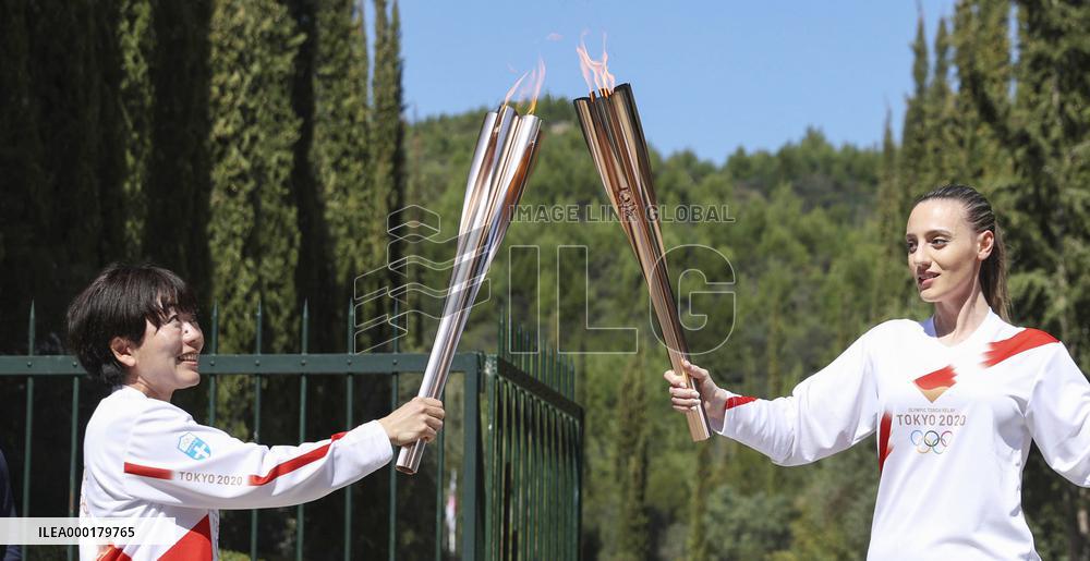 Olympic flame lighting in Olympia