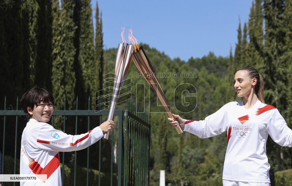 Olympic flame lighting in Olympia