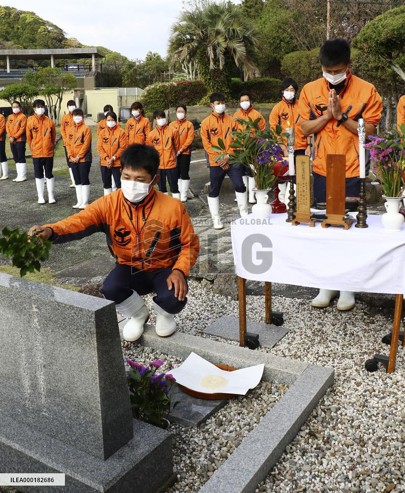 Memorial service for dead whales in whaling town in Japan