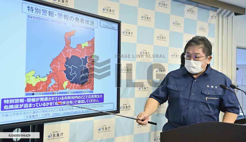 Torrential rain in central Japan