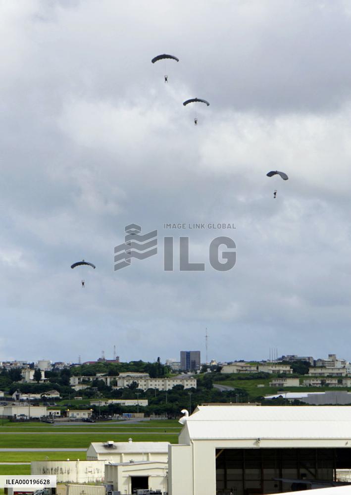 Parachuting drill by U.S. military