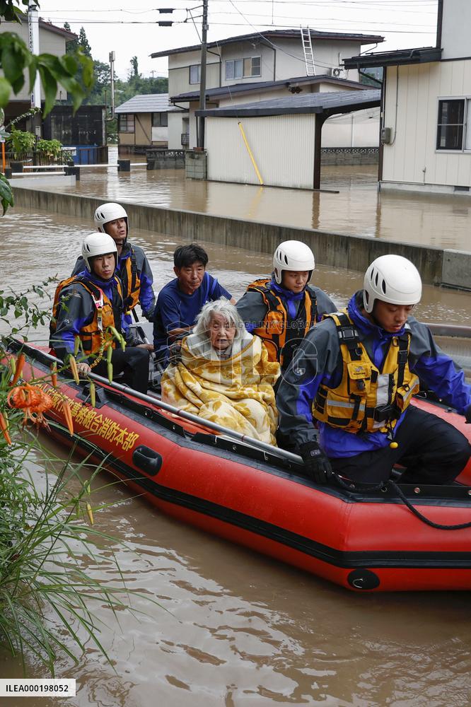 Heavy rain in northeastern Japan