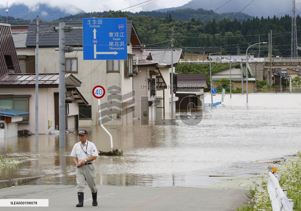 Heavy rain in northeastern Japan
