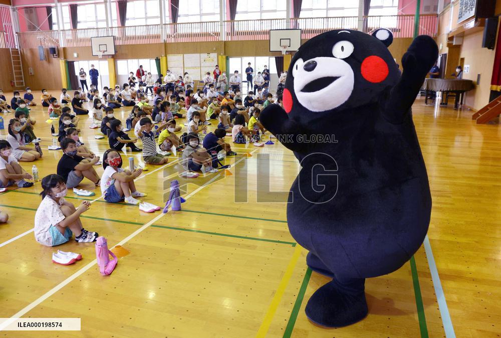 Kumamon in flood-hit southwestern Japan village