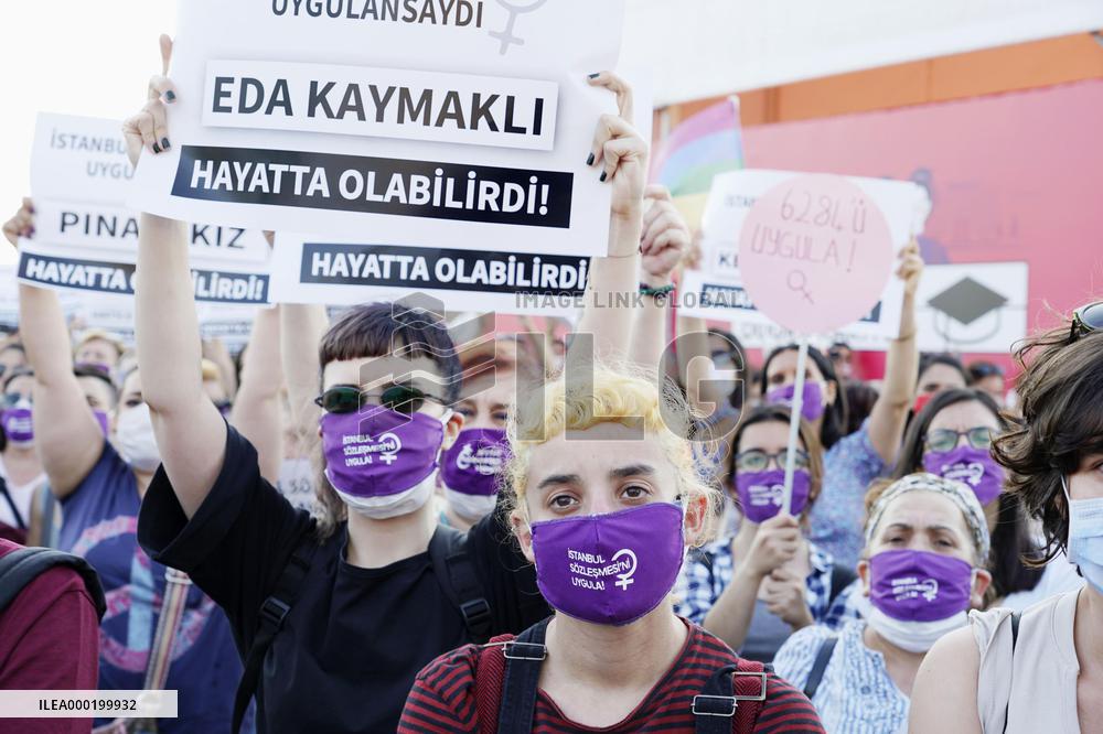 Protest against Turkey's possible withdrawal from treaty to protect women