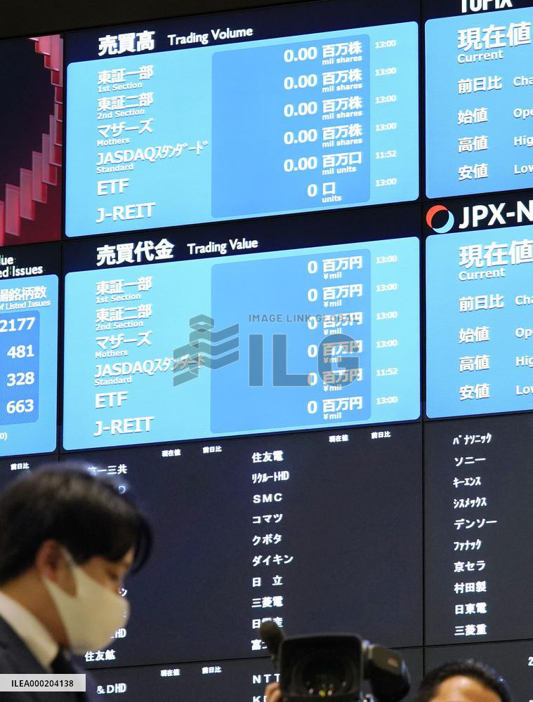Tokyo stock trading stops due to system glitch