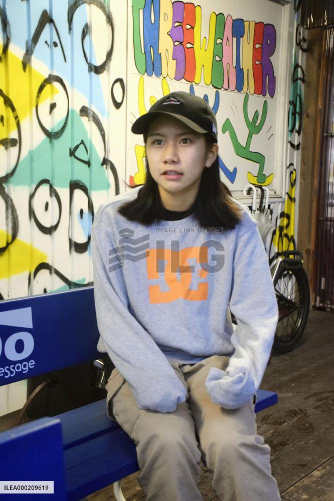 Teenage Japanese skateboarder Yumeka Oda