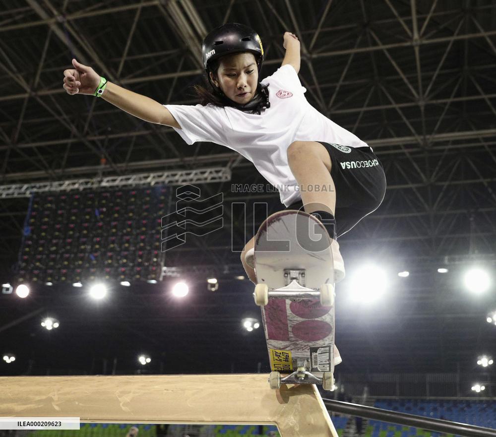 Teenage Japanese skateboarder Yumeka Oda