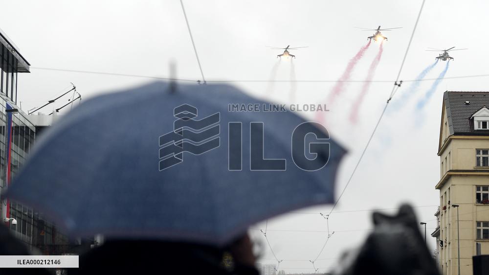 military parade on the occasion of 100th anniversary of Czechoslovakia's establishment, Mil Mi-24/35 helicopter