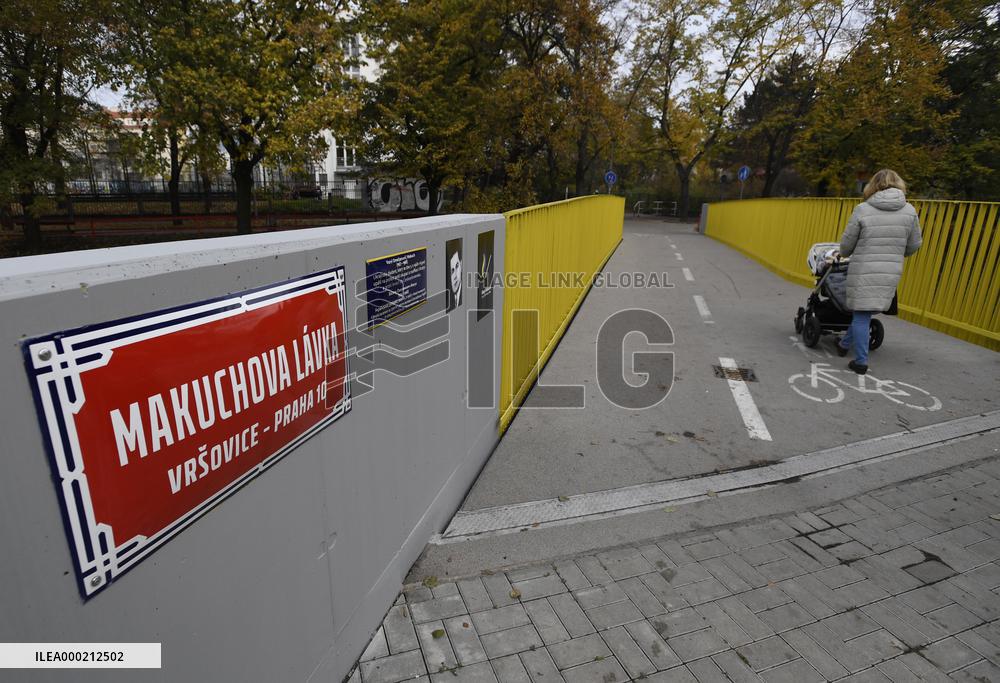 Makukh's footbridge across Ukrajinska street Prague