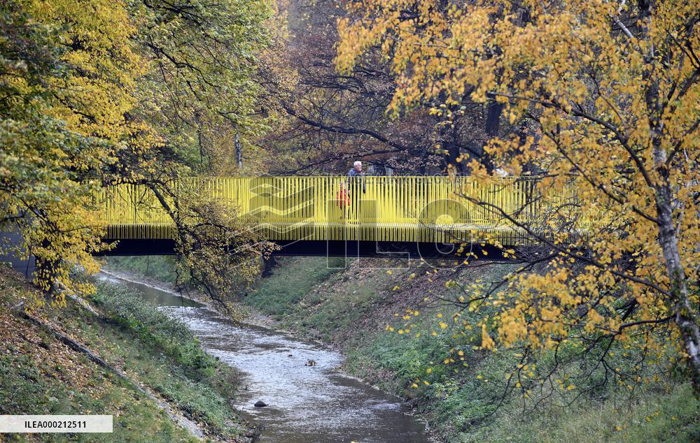 Makukh's footbridge across Ukrajinska street Prague