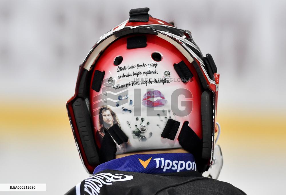 goalkeeper's Jakub Kovar's helmet