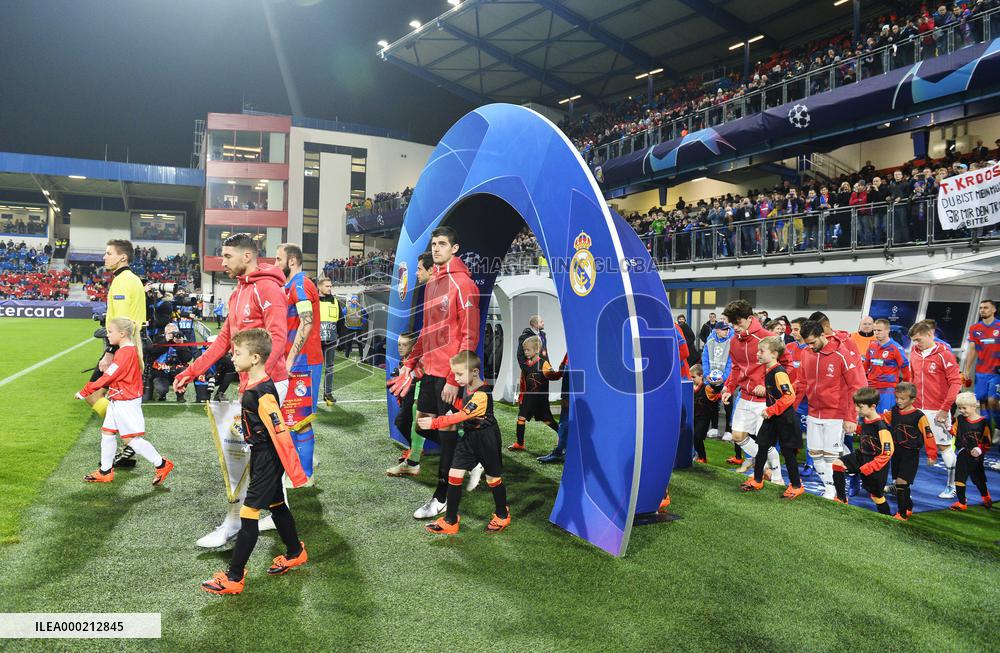 Real Madrid and FC Viktoria Plzen soccer players
