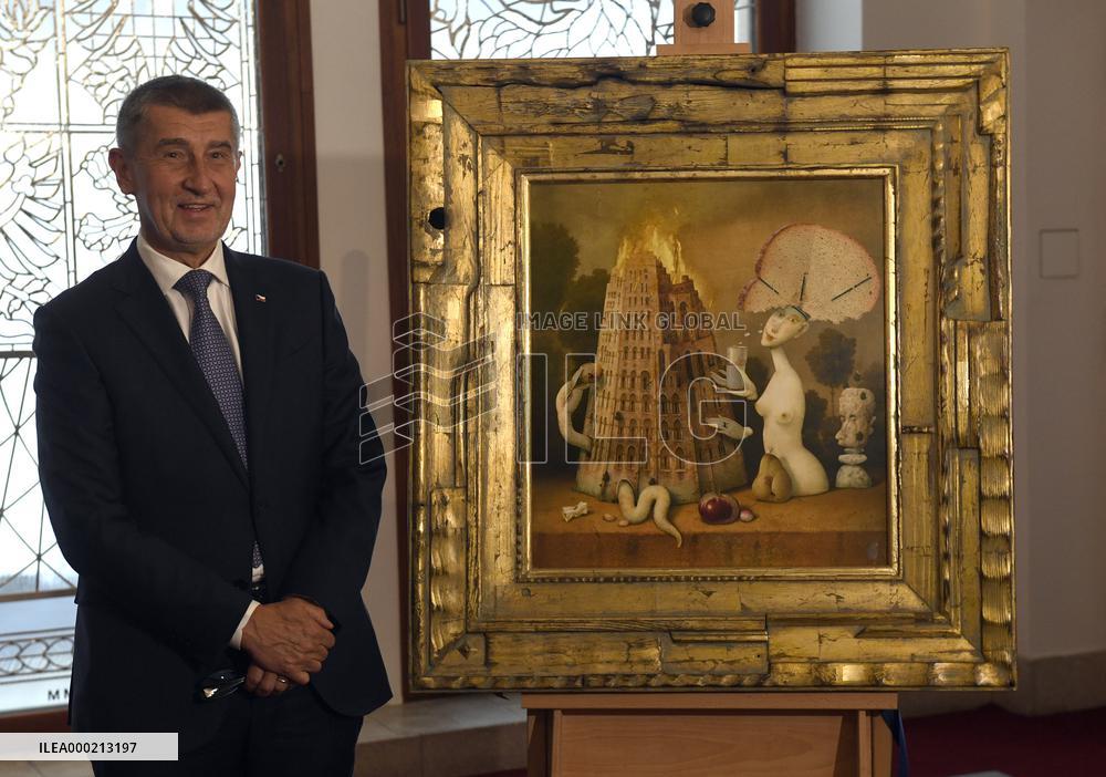 Andrej Babis, painting Visionaries and Arsonists by Zdenek Janda