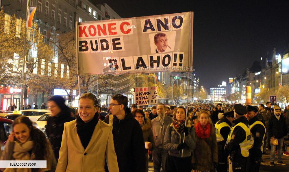 protest against PM Andrej Babis
