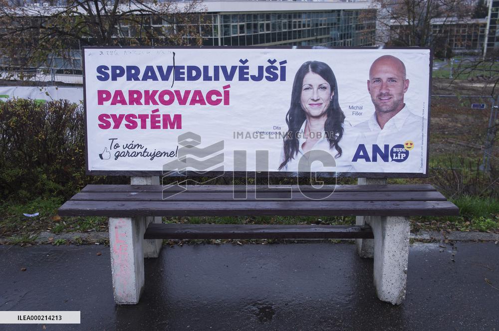 advert, bench ad, poster Dita Protopopova, Michal Fiser,