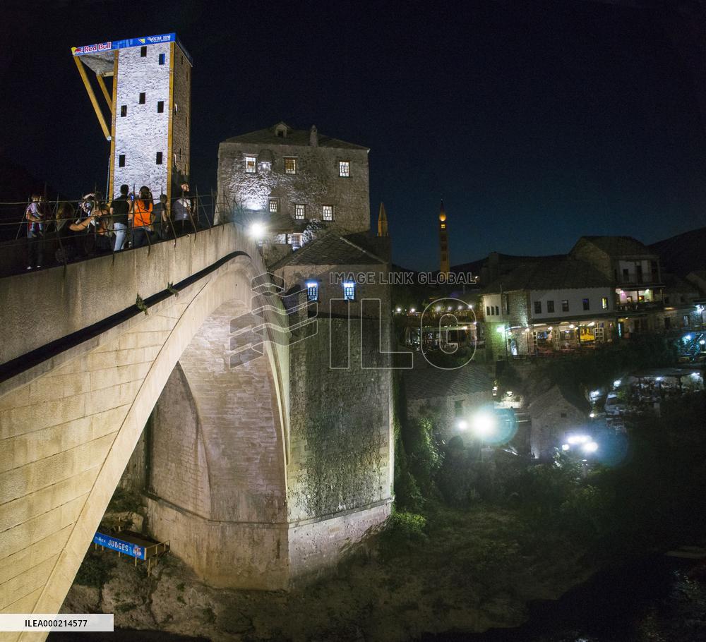 historical Stari Most, an arch Old Bridge