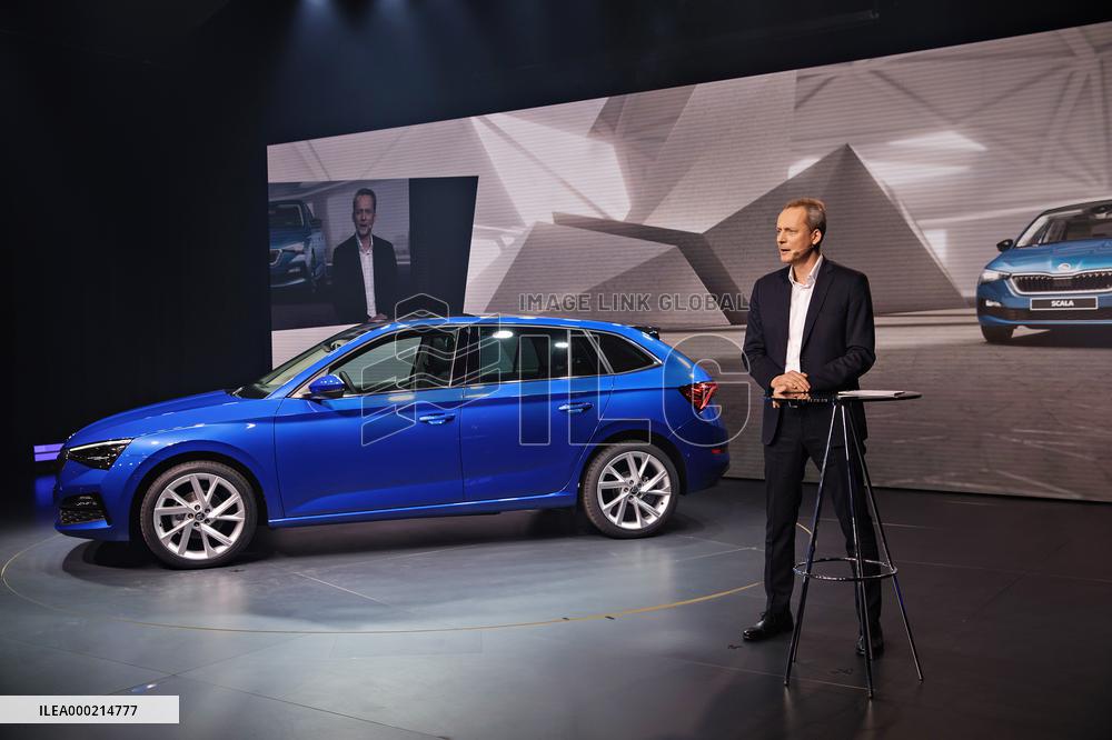 CHRISTIAN STRUBE, Skoda Scala car, World premiere