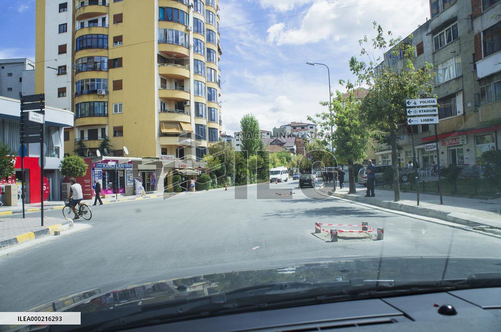 Korce (Korca) town, roadworks