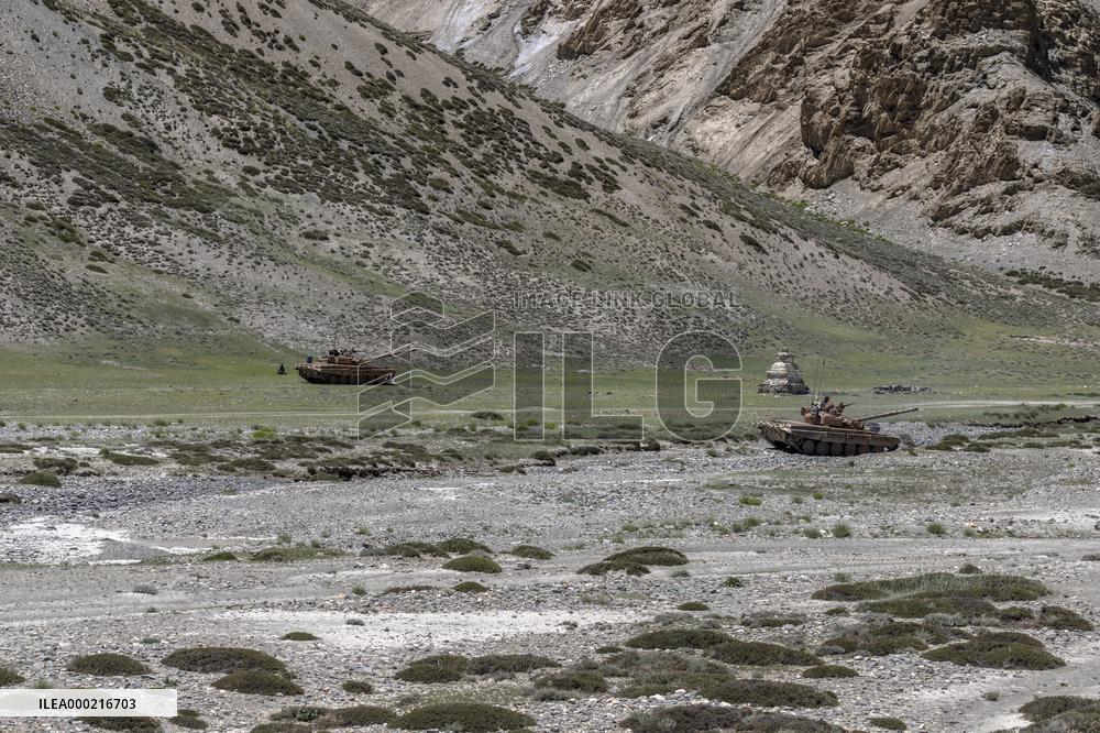 Tanks, military, stupa, mountains, Himalayas, Ladakh, Kashmir, India