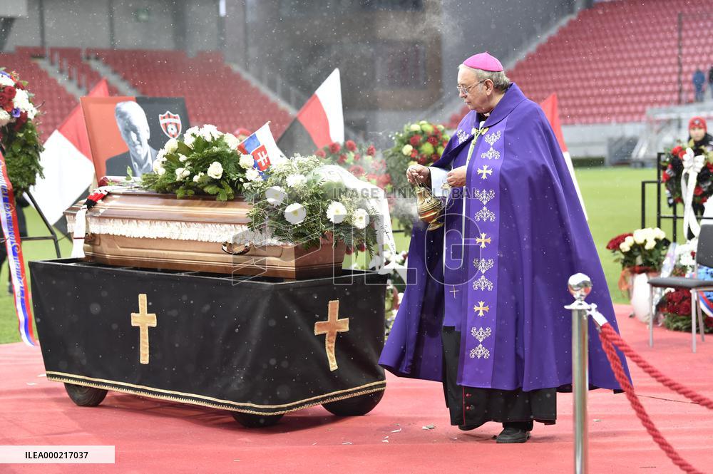 last farewell ceremony with legendary Slovak football forward Jozef Adamec