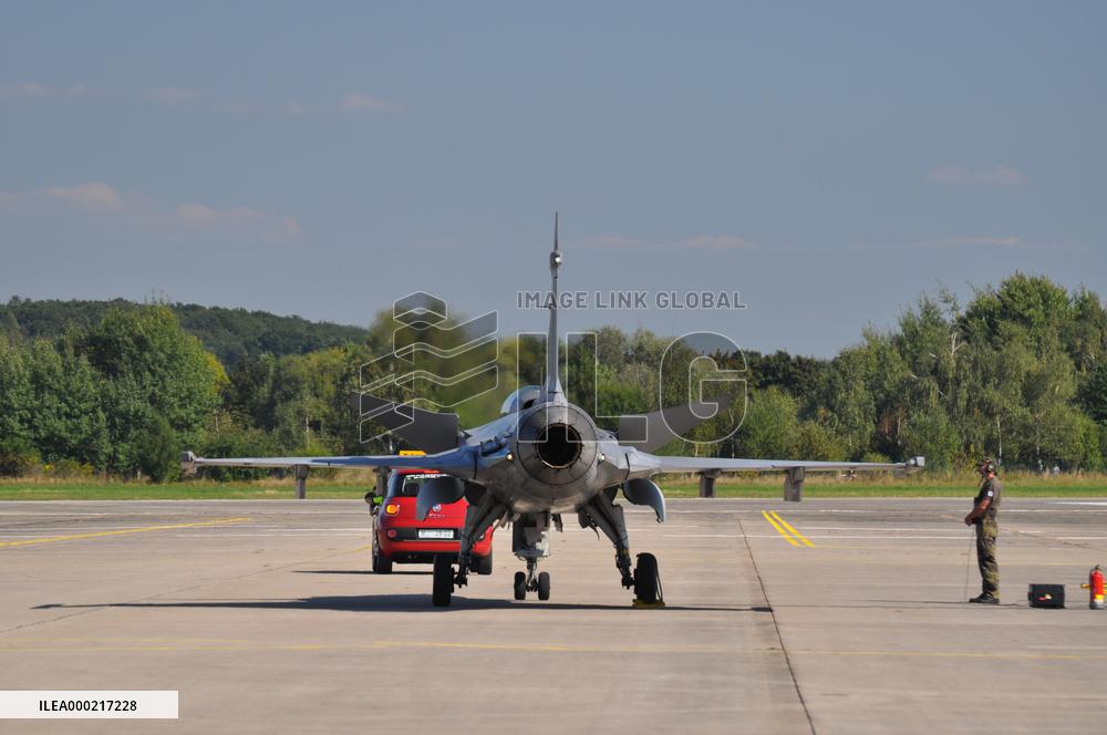 Airplane JAS-39 Gripen, airport, Hradec Kralove