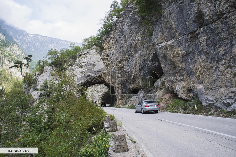 road tunnel in the Piva River canyon