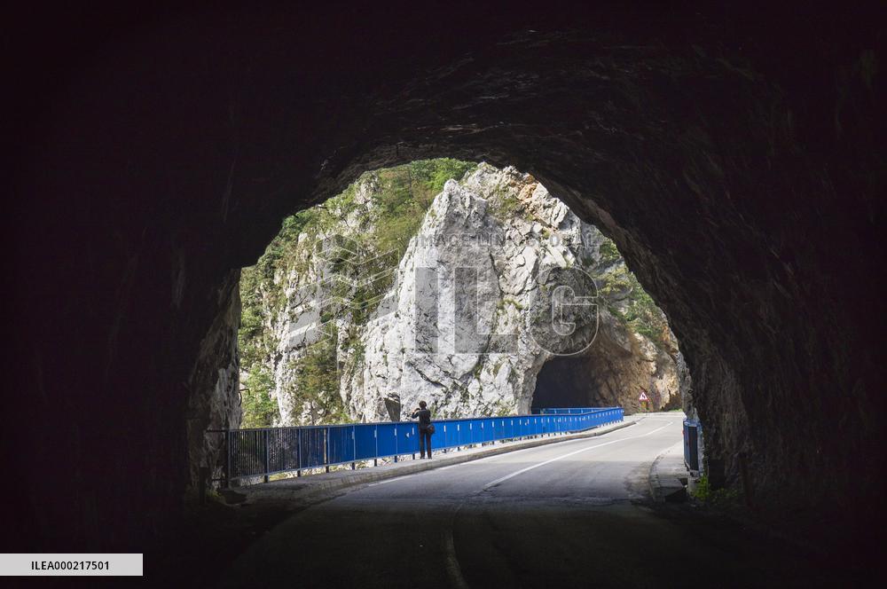 road tunnel in the Piva River canyon