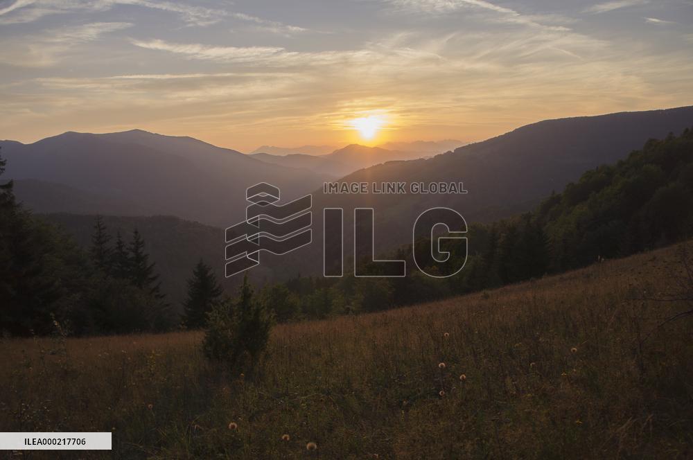 Sinjajevina Mountains, sunset, afterglow