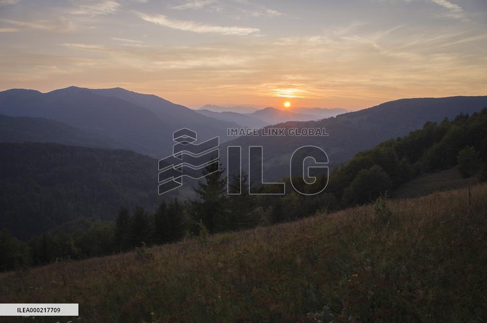 Sinjajevina Mountains, sunset, afterglow