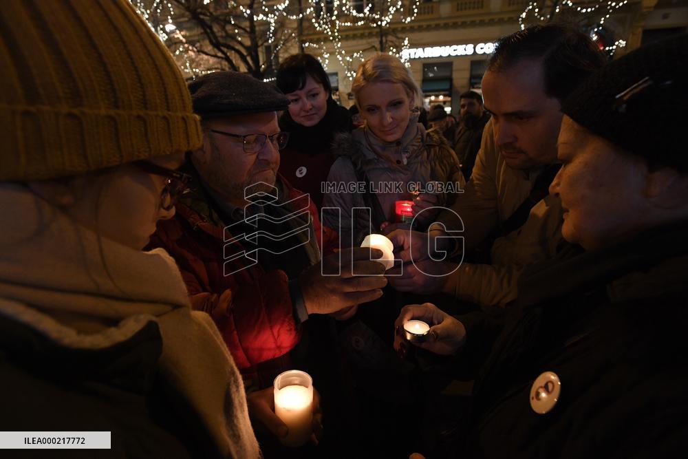 March in Prague paying respect to Palach's death in 1969