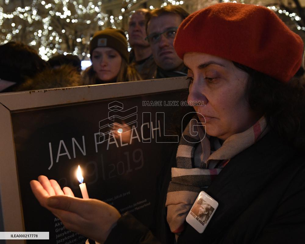 March in Prague paying respect to Palach's death in 1969