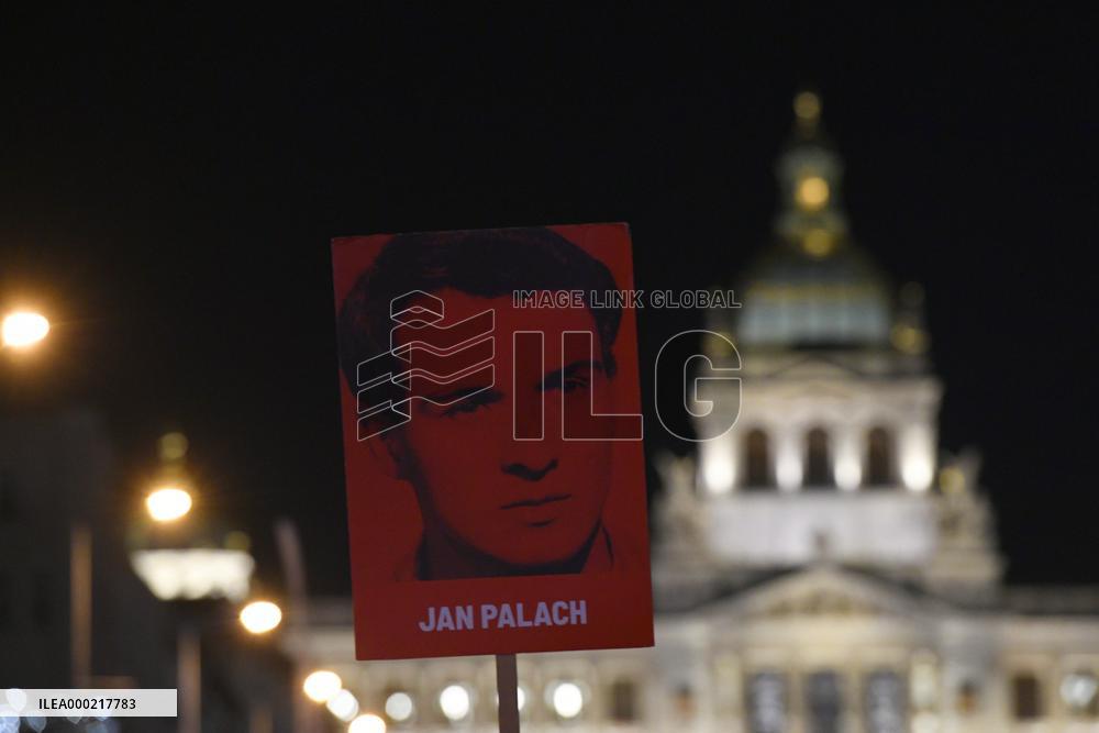 March in Prague paying respect to Palach's death in 1969