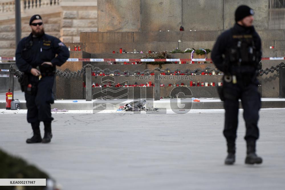 Wenceslas Square in Prague, man who set himself on fire, police