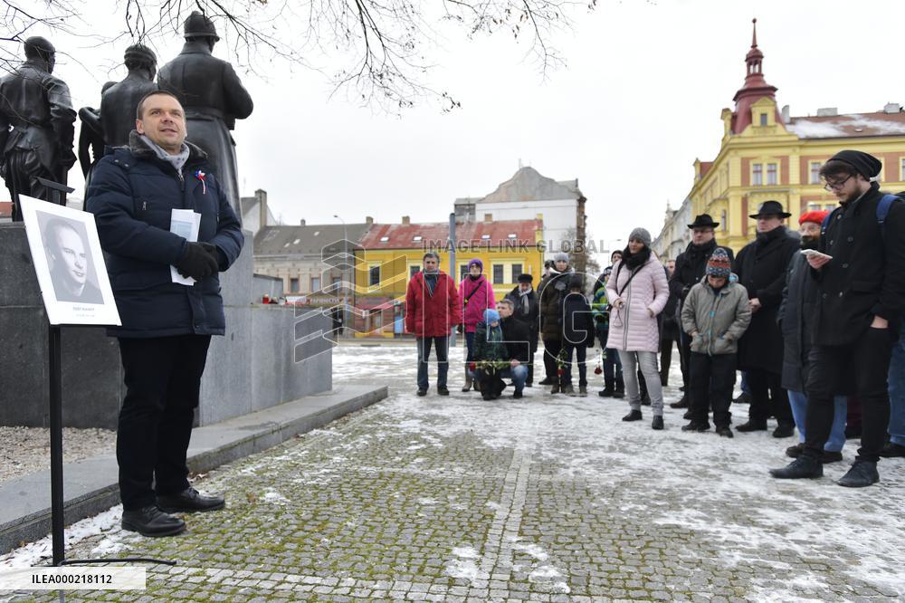 50th anniversary of Josef Hlavaty's death, Masaryk Square, piety, candles