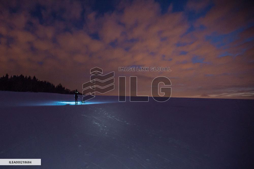 cross-country skier, skiing