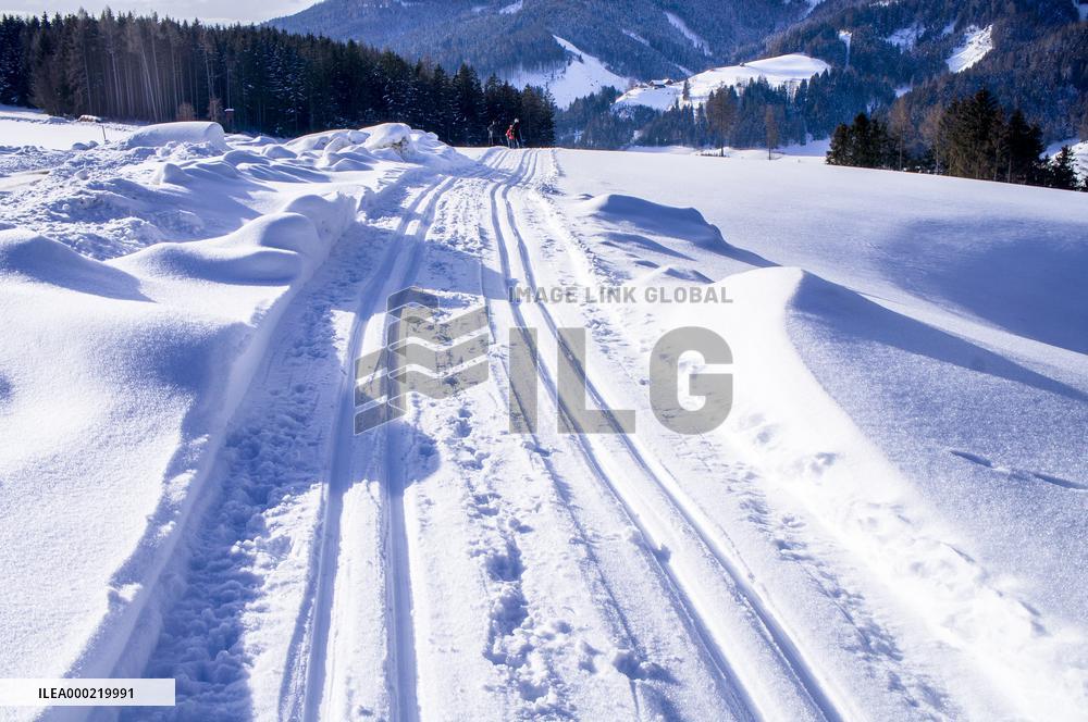 winter, snow, cross country skiing trails, langlaufen
