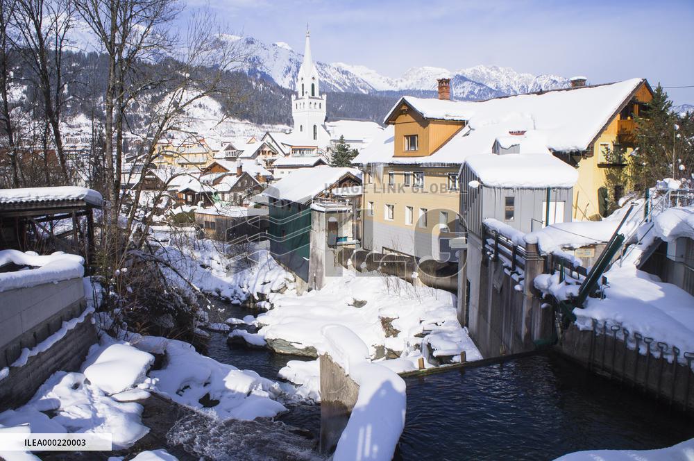 Evangelical Church, Schladming, winter, snow