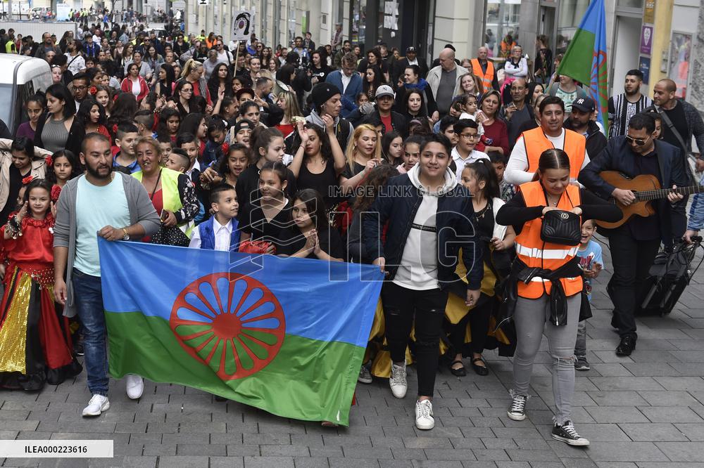 Roma Pride march, flag of the Romani people