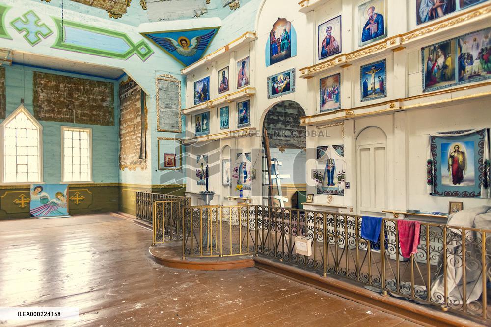 Chernobyl zone, restricted territory, Russian Orthodox church of St. Michael in village Krasne