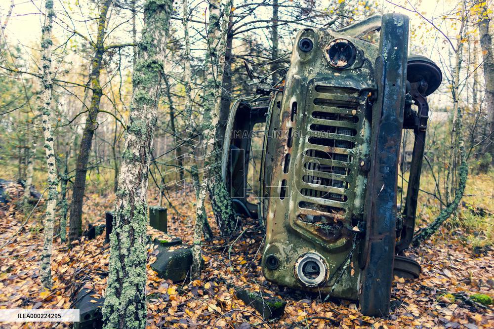 Chernobyl zone, restricted territory, Pripyat, Prypiat, car