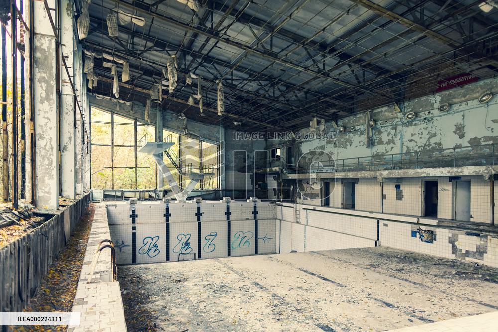 Chernobyl zone, restricted territory, Pripyat, Prypiat, swimming pool