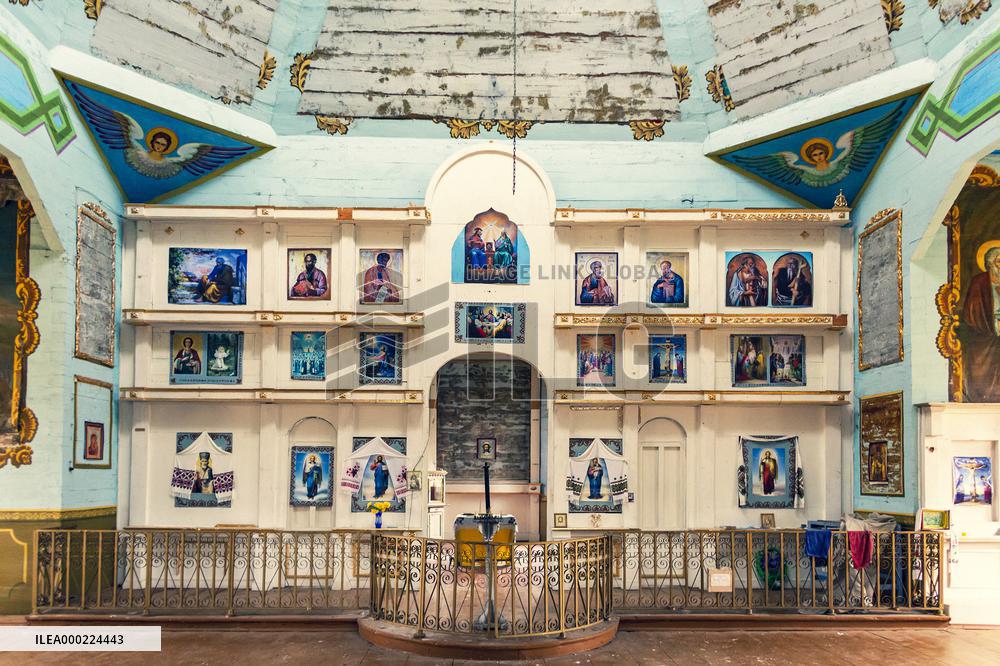 Chernobyl zone, restricted territory, Russian Orthodox church of St. Michael in village Krasne