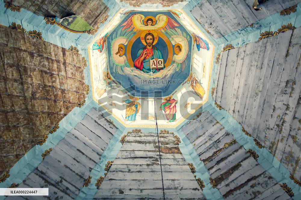 Chernobyl zone, restricted territory, Russian Orthodox church of St. Michael in village Krasne
