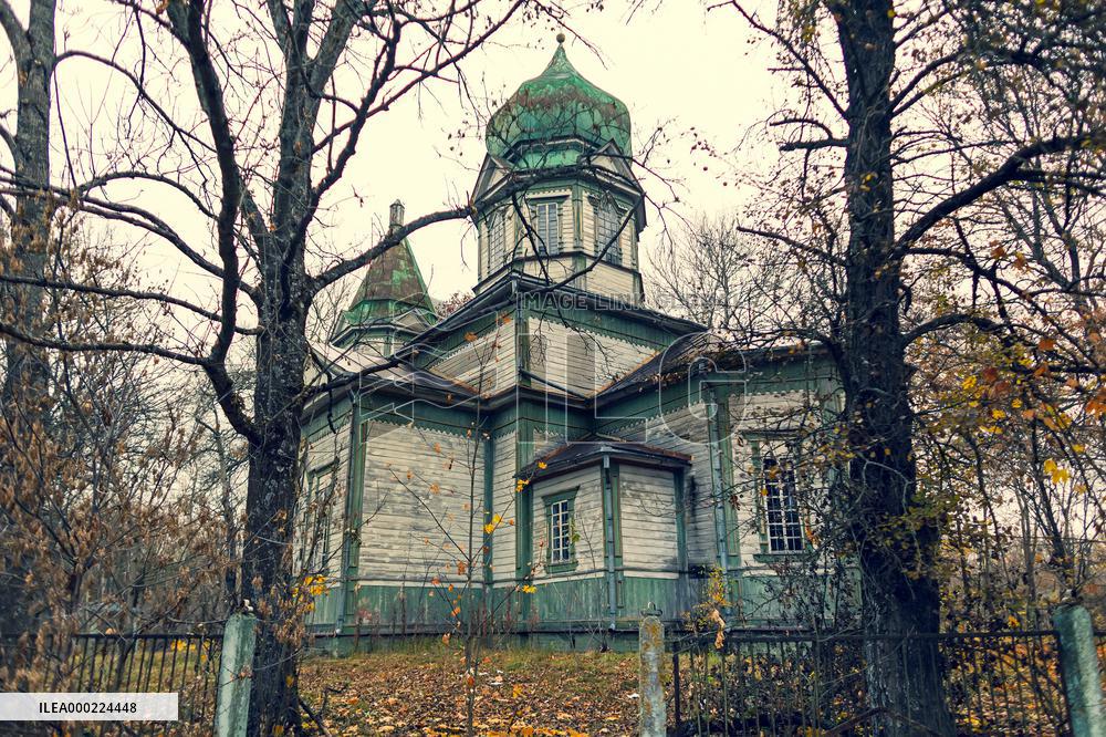 Chernobyl zone, restricted territory, Russian Orthodox church of St. Michael in village Krasne