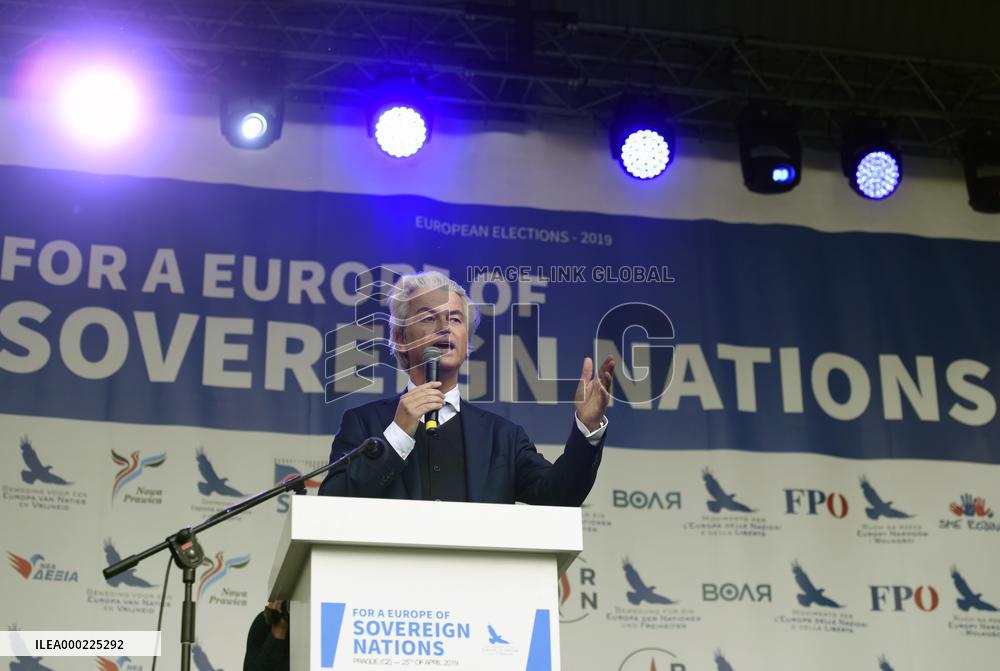 Geert Wilders, demonstration against dictate of European Union, staged by SPD