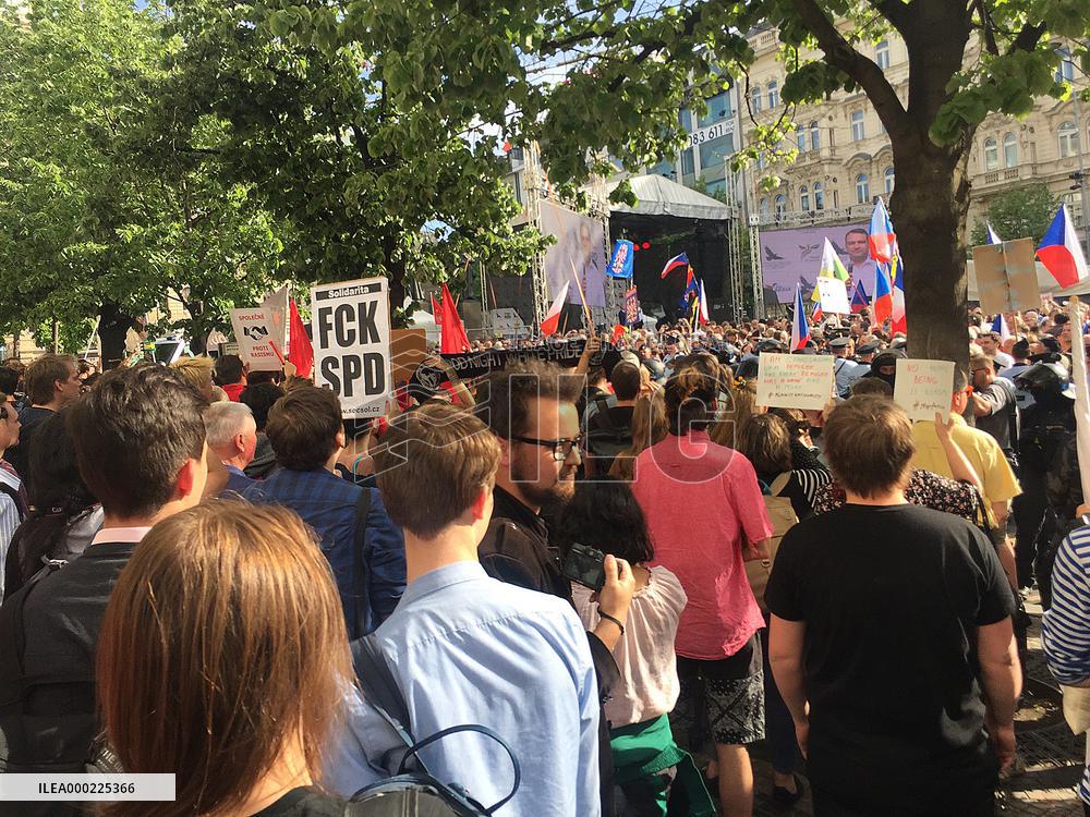 protest against the rally against dictate of the European Union, organised by SPD
