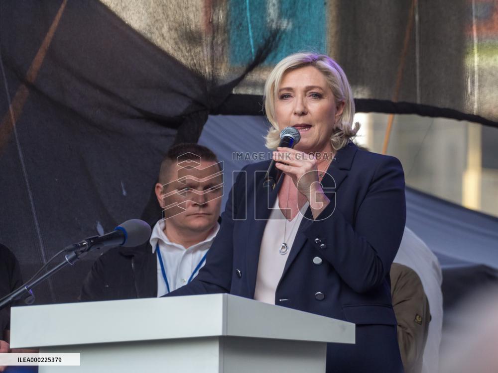Marine Le Pen, demonstration against dictate of European Union, staged by SPD